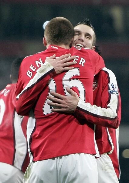 Bendtner and van Persie: Arsenal's Unstoppable Duo Celebrates 1:0 Win Over Bolton Wanderers