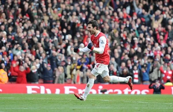 Cesc Fabregas celebrates scoring the 2nd Arsenal goal. Arsenal 2: 1 Huddersfield Town