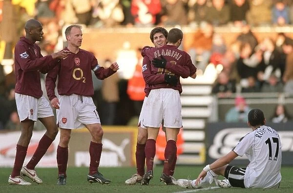 Cesc Fabregas and Mathieu Flamini Celebrate Arsenal's Second Goal vs. Fulham (4-0), FA Premiership, 2006