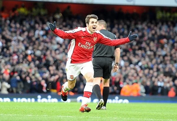 Cesc Fabregas Scores First Arsenal Goal in 3:0 Victory over Aston Villa, Barclays Premier League, Emirates Stadium, 2009