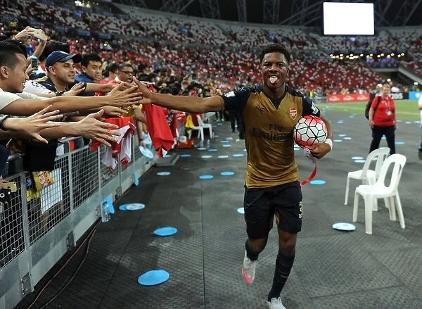 Chuba Akpom Scores and Celebrates with Arsenal Fans in Singapore
