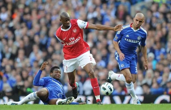Clash of Midfielders: Mikel and Diaby at Stamford Bridge in Chelsea's 2:0 Victory over Arsenal (2010)