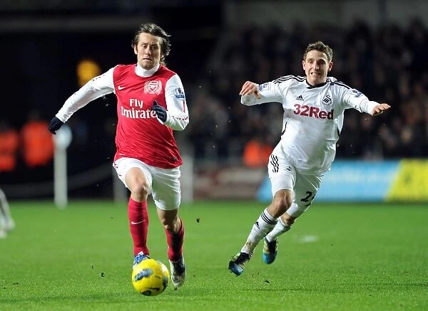 Clash of Midfielders: Rosicky vs Allen - Swansea City vs Arsenal, Premier League 2011-12