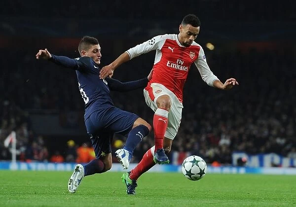 Coquelin Battles Past Verratti: Arsenal vs. Paris Saint-Germain, UEFA Champions League, 2016-17