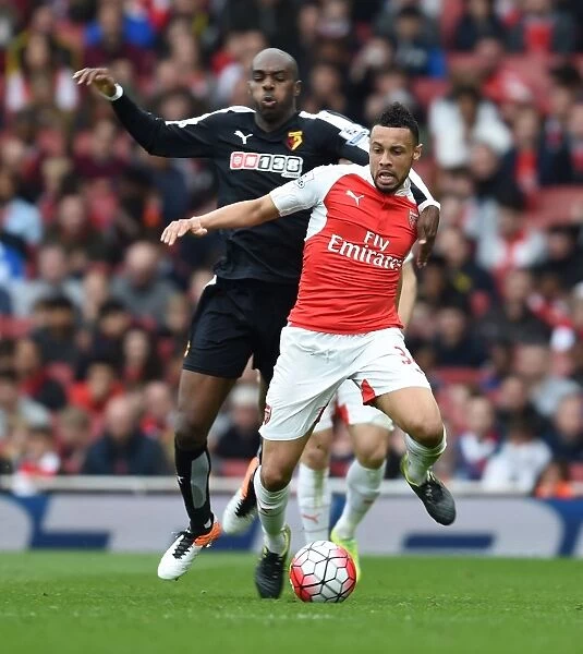 Coquelin vs. Nyom: A Battle of Strength and Determination in Arsenal vs. Watford (April 2016)