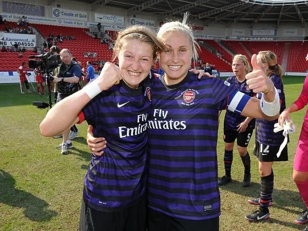 Ellen White and Steph Houghton (Arsenal) after the match. Arsenal Ladies 3: 0 Bristol Academy