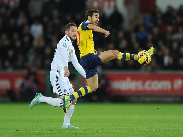 Flamini vs. Sigurdsson: Intense Battle in Swansea v Arsenal (2014-15)