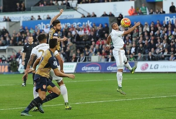 Giroud's Game-Winning Goal: Swansea City vs. Arsenal (2015-16) - Under Pressure from Ashley Williams