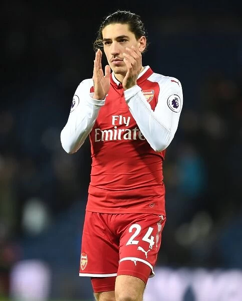Hector Bellerin Celebrates with Arsenal Fans: West Bromwich Victory (2017-18)