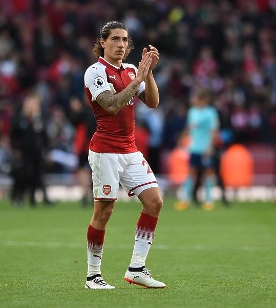 Hector Bellerin Celebrates with Arsenal Fans after Arsenal v AFC Bournemouth Match, 2017-18