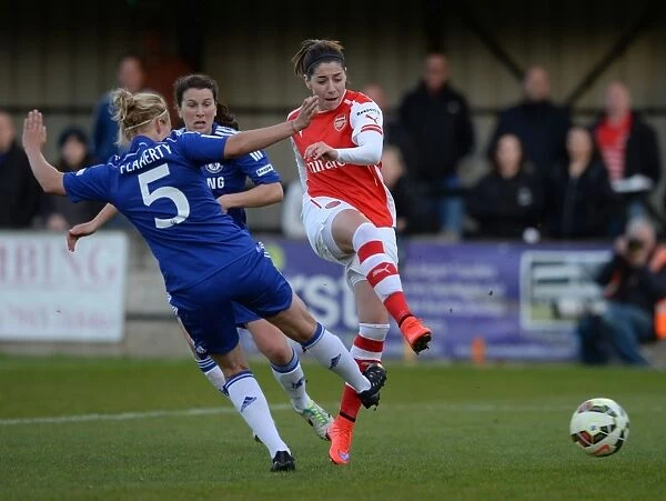 Intense Shooting Showdown: Vicky Losada vs. Gilly Flaherty in the WSL Clash between Chelsea and Arsenal