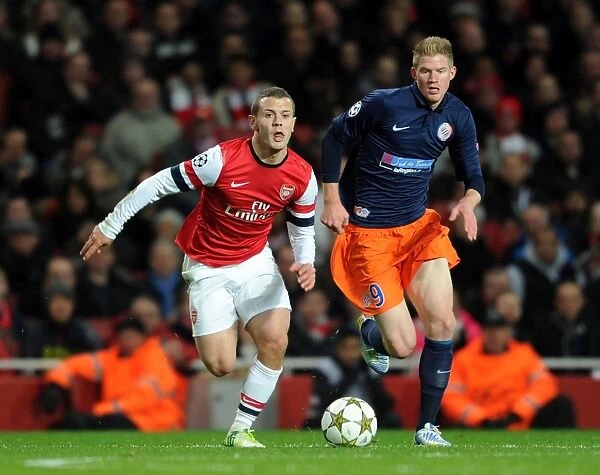 Jack Wilshere Outpaces Gaetan Charbonnier: Arsenal vs Montpellier, UEFA Champions League, 2012