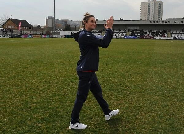 Jodie Taylor (Arsenal Ladies) is introduced to the fans before the match