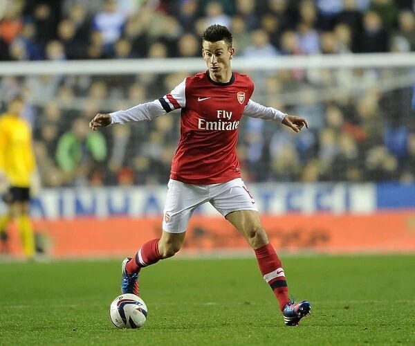 Laurent Koscielny Focuses in Reading v Arsenal Capital One Cup Match