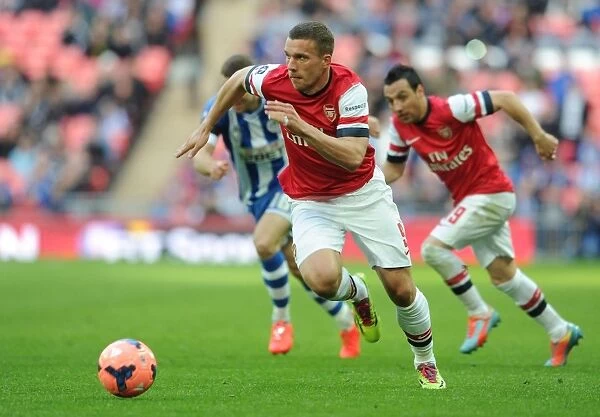 Lukas Podolski in Action: Arsenal vs Wigan Athletic, FA Cup Semi-Final 2014