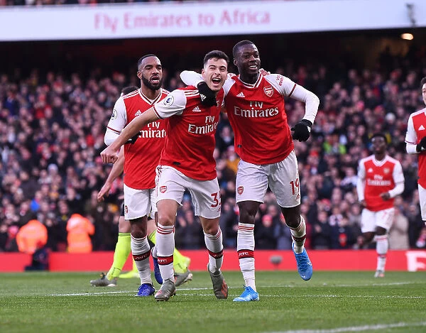 Martinelli and Pepe Celebrate Goal: Arsenal's Victory Over Sheffield United (2019-20)