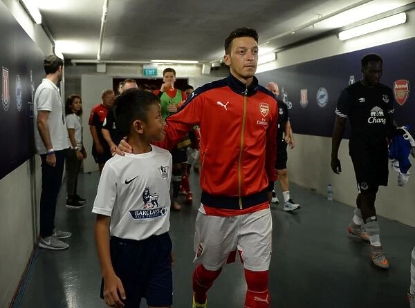 Mesut Ozil in the Tunnel: Arsenal's Star Player Prepares for Battle against Everton in the Barclays Asia Trophy 2015-16, Singapore