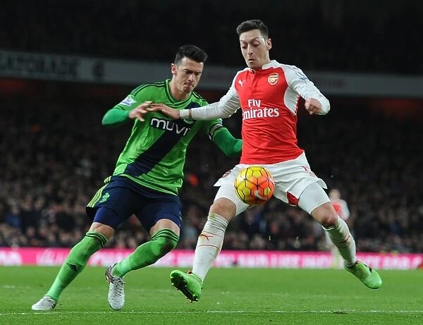 Mesut Ozil vs Jose Fonte: A Battle of Skills in the Arsenal vs Southampton Premier League Clash, 2015-16
