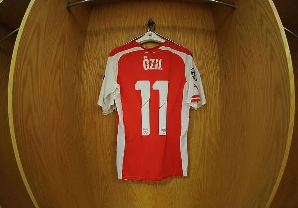 Mesut Ozil's Arsenal Shirt in the Changing Room Before Arsenal vs. Besiktas UCL Match