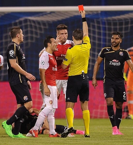 Olivier Giroud's Red Card: Arsenal vs. Dinamo Zagreb, UEFA Champions League 2015