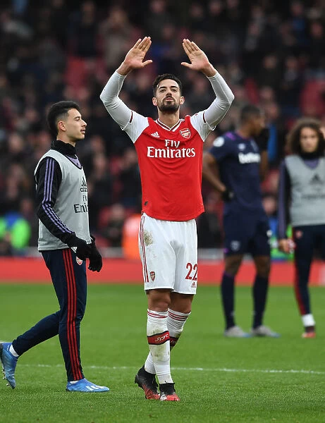Pablo Mari Celebrates with Family after Arsenal's Win over West Ham United, Premier League 2019-2020