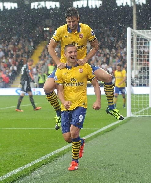 Podolski and Giroud's Euphoric Moment: Arsenal's Third Goal Against Fulham (2013-14)