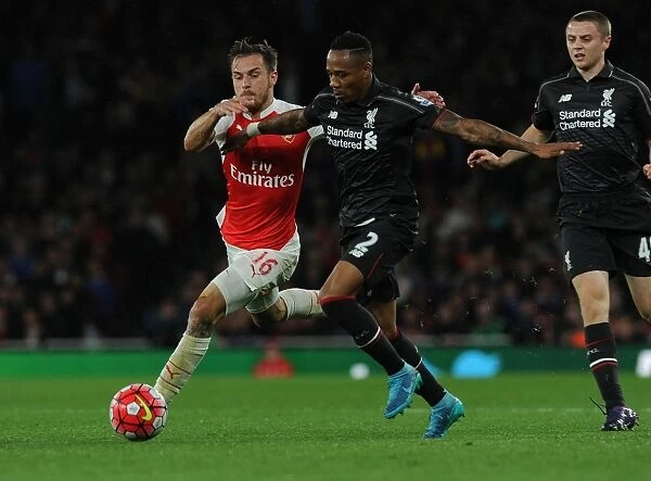 Ramsey Outmaneuvers Clyne: Arsenal's Midfield Maestro Outwits Liverpool's Defender in 2015 / 16 Premier League Clash