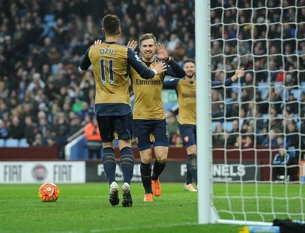 Ramsey and Ozil's Unforgettable Goal Celebration: Arsenal's Victory Against Aston Villa (2015-16)