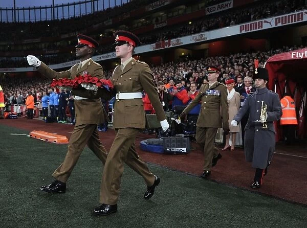 Remembrance Sunday at Emirates Stadium: Soldiers Honor the Fallen Before Arsenal vs. Tottenham Match, 2015
