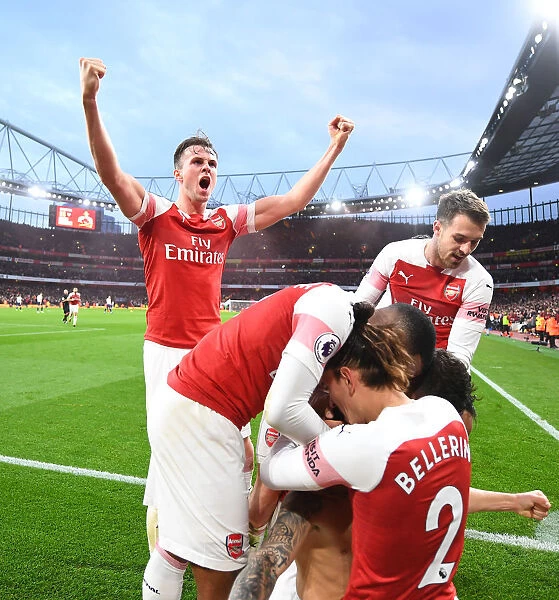 Rob Holding Celebrates Arsenal's Third Goal Against Tottenham Hotspur (2018-19)