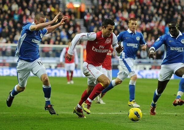 Robin van Persie Breaks Past Wigan's Defense: Arsenal vs Wigan Athletic, Premier League 2011-12