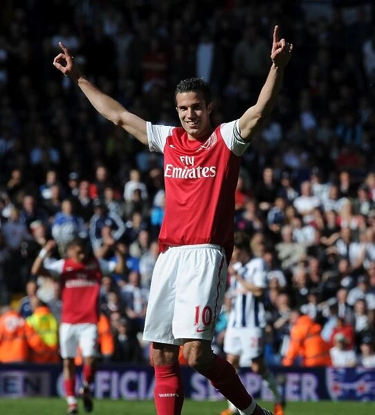 Robin van Persie Celebrates Arsenal's Win at West Bromwich Albion (2011-12)