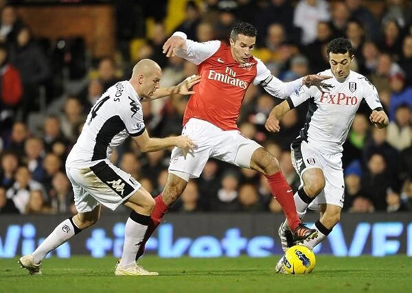 Robin van Persie vs. Philippe Senderos and Mousa Dembele: Intense Battle at Fulham v Arsenal, Premier League 2011-12