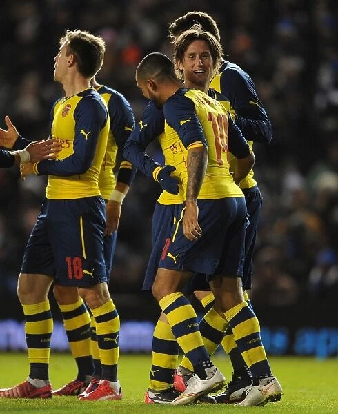 Rosicky and Walcott Celebrate Arsenal's FA Cup Goals Against Brighton & Hove Albion