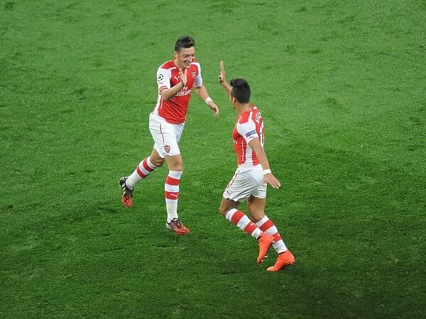 Sanchez and Ozil Celebrate Arsenal's Champions League Goals Against Galatasaray (2014)