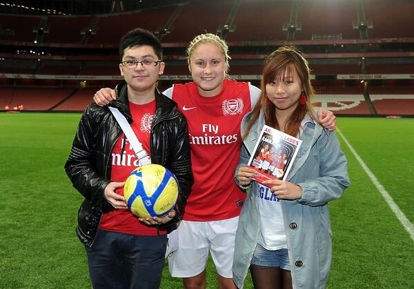 Steph Houghton (Arsenal Ladies) with Comp Winners. Arsenal Ladies 3: 1 Chelsea Ladies