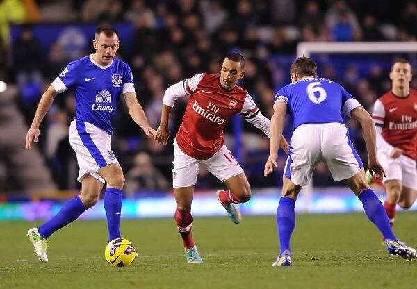 Theo Walcott Faces Off Against Darren Gibson and Phil Jagielka in Everton vs Arsenal Premier League Clash