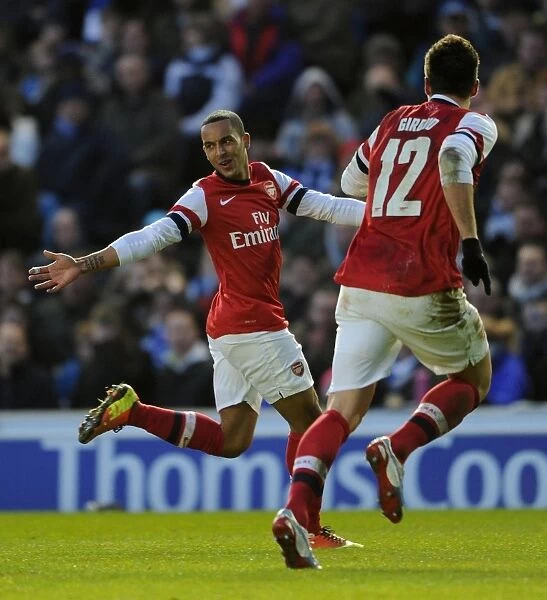 Theo Walcott and Olivier Giroud Celebrate Goals: Brighton & Hove Albion vs. Arsenal, FA Cup 2012-13