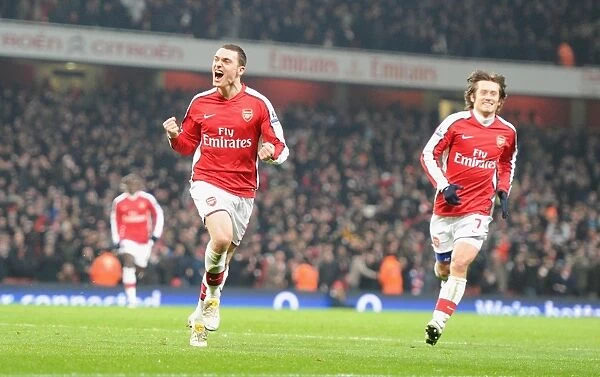 Thomas Vermaelen and Tomas Rosicky's Euphoric Moment: Arsenal's Unforgettable 3-Goal Celebration vs. Bolton Wanderers (4-2), 2010
