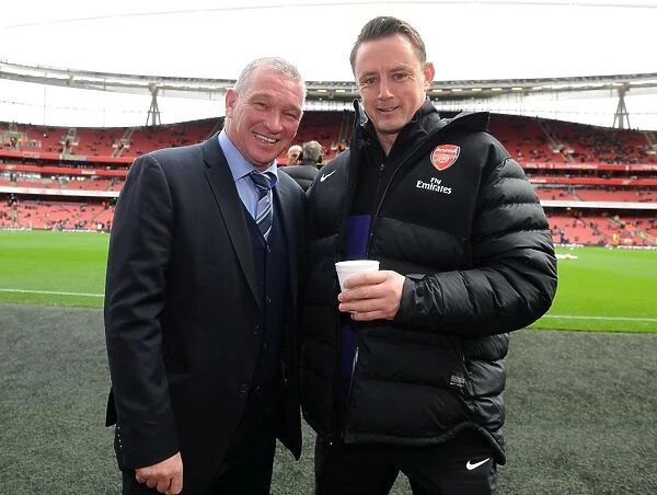 Tony Roberts (Arsenal Goalkeeping coach) with John Jensen (Ex Arsenal). John Jensen