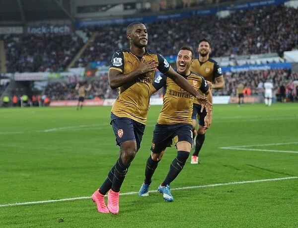 Triumphant Moment: Campbell and Cazorla's Goal Celebration (Swansea vs. Arsenal, 2015-16)