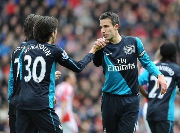 Triumphant Threesome: Van Persie, Benayoun, Rosicky's Unforgettable Goal Celebration (Stoke City vs. Arsenal, 2012)
