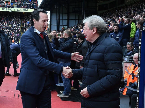 Unai Emery and Roy Hodgson Pre-Match Handshake: Crystal Palace vs Arsenal FC, Premier League 2018-19