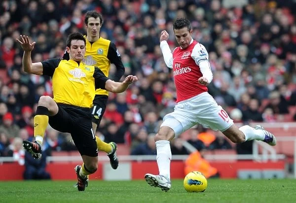 Van Persie vs Dann: Intense Moment at the Emirates - Arsenal v Blackburn Rovers, Premier League 2011-12
