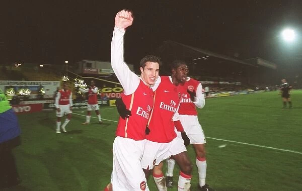 Van Persie's Double: Arsenal Celebrate with Adrabayor and Baptista vs. Watford (2006)