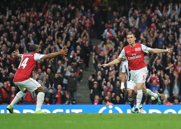 Vermaelen and Walcott Celebrate Arsenal's Second Goal vs. West Bromwich Albion (2011-12)