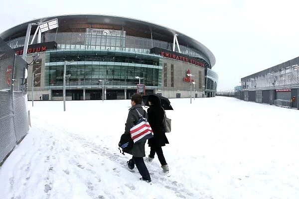 Winter's Enchantment at Emirates: Arsenal's Football Ground Transformed in Snow