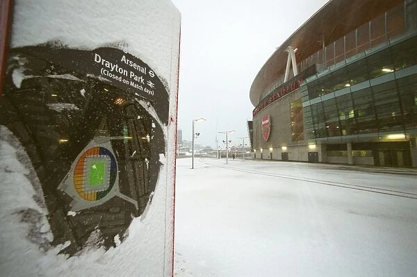 Winter's Enchantment at Emirates Stadium: A Football Wonderland in Snow