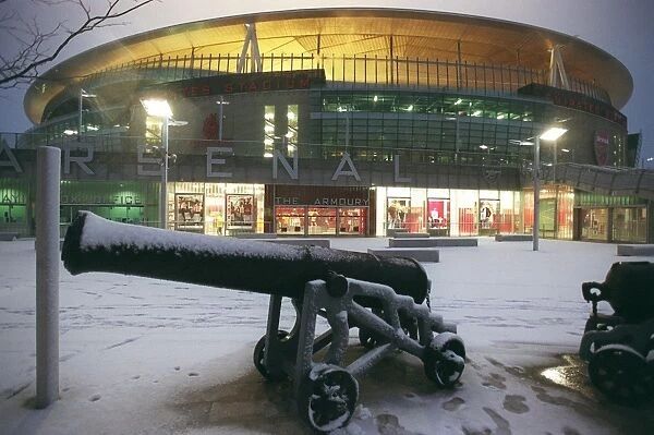 Winter's Magic: Arsenal's Emirates Stadium Transformed in Snow