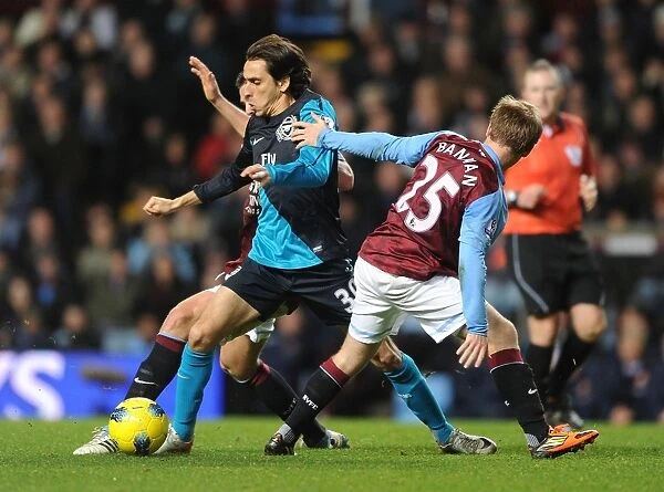 Yossi Benayoun Outmaneuvers Barry Bannan and Ciaran Clark in Aston Villa vs Arsenal Premier League Clash